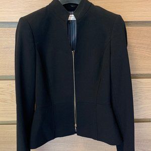 Tahari Black Stand Collar Zip Jacket